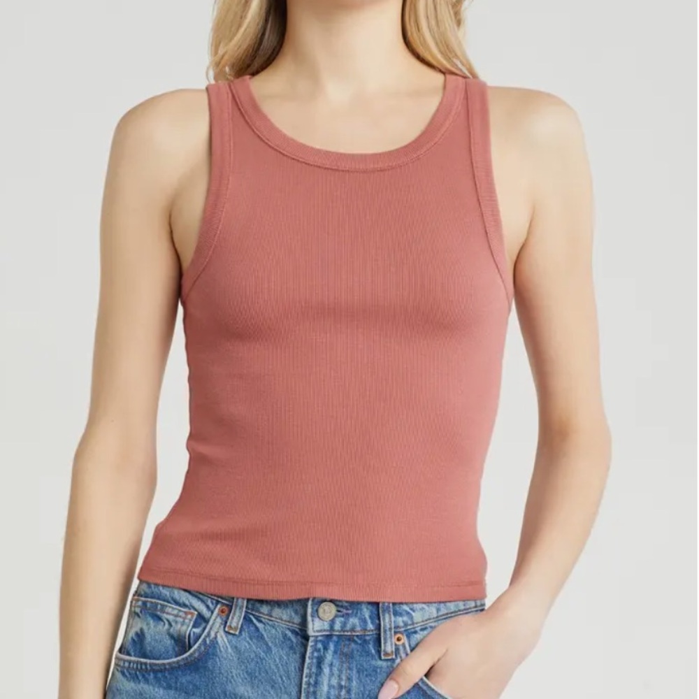 ALL SAINTS Ribbed Tank Top in Rose SMALL like new